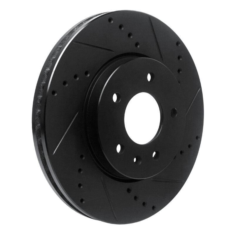 Chevrolet Equinox Brake Rotor (1) - Front Right - R1 Concepts - Drilled & Slotted - Black - `07-`15